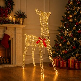 3D Kerst Rendier LOVIISA 285 LED&amp;apos;s Warmwit 70 x 26 x 100 cm 1