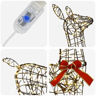 3D Kerst Rendier LOVIISA 285 LED&amp;apos;s Warmwit 70 x 26 x 100 cm 5