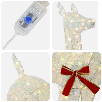 3D Kerst Rendier LOVIISA 110 LED&amp;apos;s Warmwit 70 x 26 x 100 cm 5