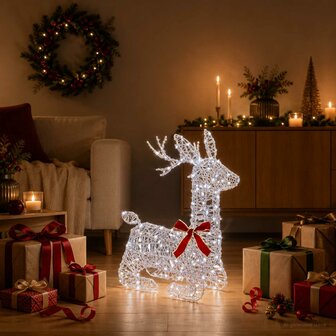 3D Kerst Rendier LOVIISA 140 LED&amp;apos;s Koel wit 55 x 22 x 63 cm 1
