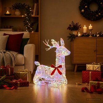 3D Kerst Rendier LOVIISA 140 LED&amp;apos;s Meerkleurig 55 x 22 x 63 cm 1