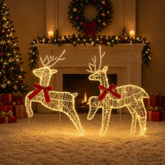 Kerst Rendier 2 st 40 LED&amp;apos;s Warmwit 43 x 19 x 65 cm 3