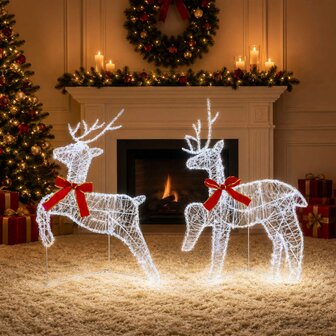 Kerst Rendier 2 st 40 LED&amp;apos;s Koel wit 43 x 19 x 65 cm 3