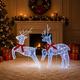 Kerst Rendier 2 st 40 LED&amp;apos;s Blauw 43 x 19 x 65 cm 3