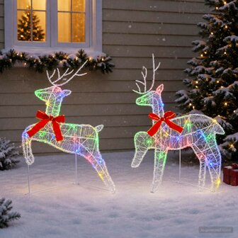 Kerst Rendier 2 st 40 LED&amp;apos;s Meerkleurig 43 x 19 x 65 cm 3