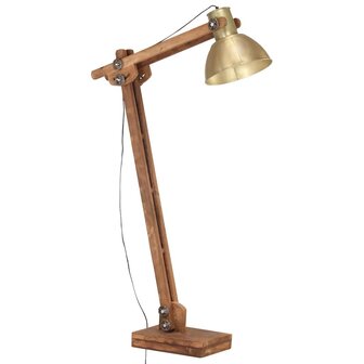 Vloerlamp E27 massief mangohout messingkleurig 2