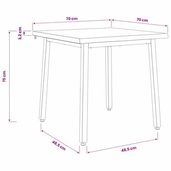 Vierkante Eettafel 70 x 70 x 75 cm Massief Acaciahout 8