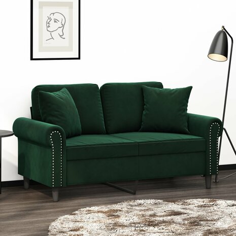 Sierkussens 2 st 40x40 cm fluweel donkergroen 1