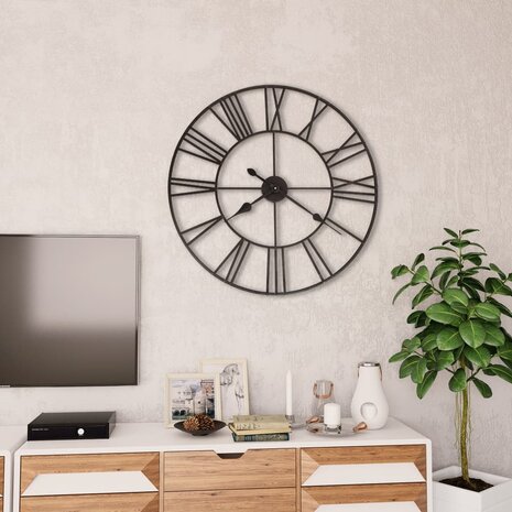 Wandklok vintage-stijl met quartz-mechanisme XXL 80 cm metaal  2