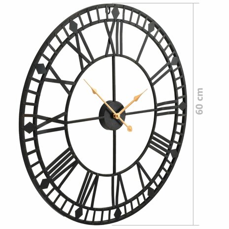 Wandklok vintage-stijl met quartz-mechanisme XXL 60 cm metaal 6