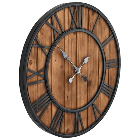 Wandklok vintage-stijl quartz-mechanisme XXL 60 cm hout metaal 3