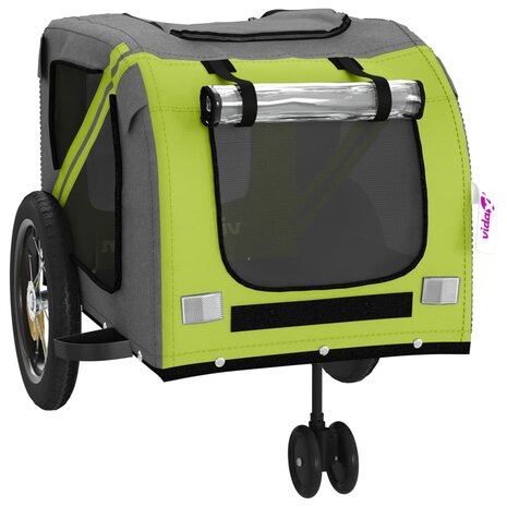 Hondenfietstrailer oxford stof en ijzer groen en zwart 5
