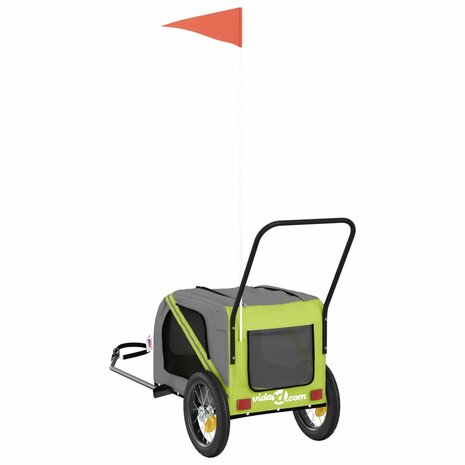 Hondenfietstrailer oxford stof en ijzer groen en zwart 8