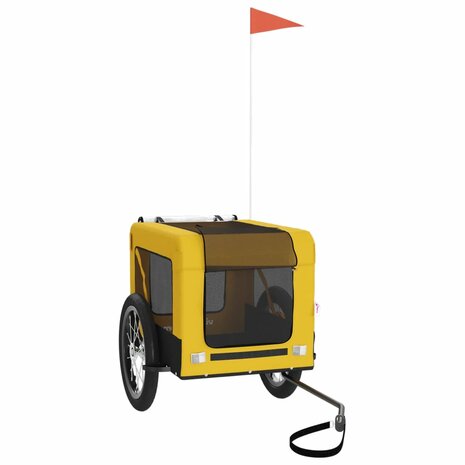 Hondenfietstrailer oxford stof en ijzer geel en zwart 3