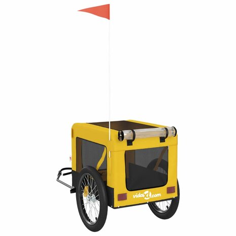 Hondenfietstrailer oxford stof en ijzer geel en zwart 9