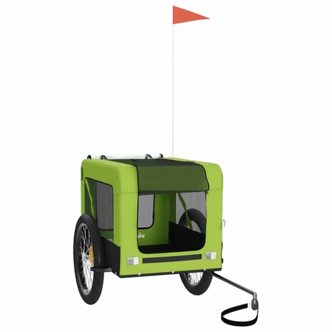 Hondenfietstrailer oxford stof en ijzer groen en zwart 2