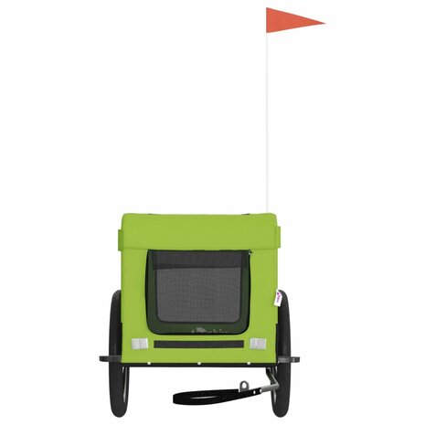 Hondenfietstrailer oxford stof en ijzer groen en zwart 5