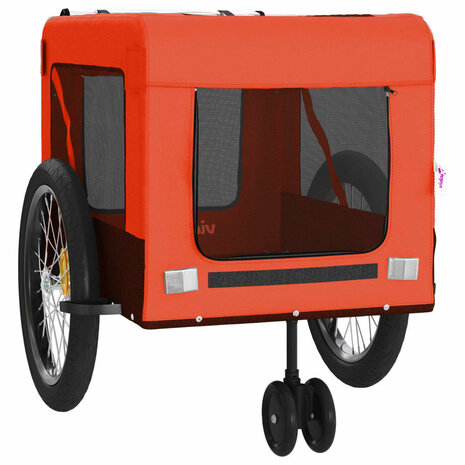 Hondenfietstrailer oxford stof en ijzer oranje en zwart 6