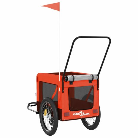 Hondenfietstrailer oxford stof en ijzer oranje en zwart 9