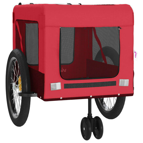 Hondenfietstrailer oxford stof en ijzer rood en zwart 6