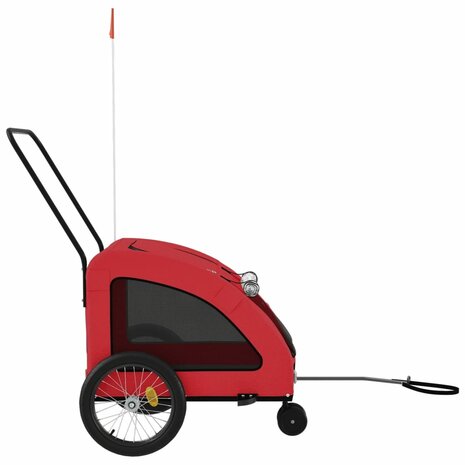 Hondenfietstrailer oxford stof en ijzer rood 6