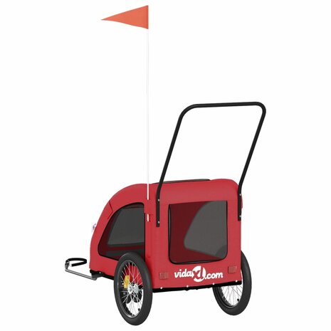Hondenfietstrailer oxford stof en ijzer rood 8