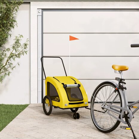 Hondenfietstrailer oxford stof en ijzer geel 1
