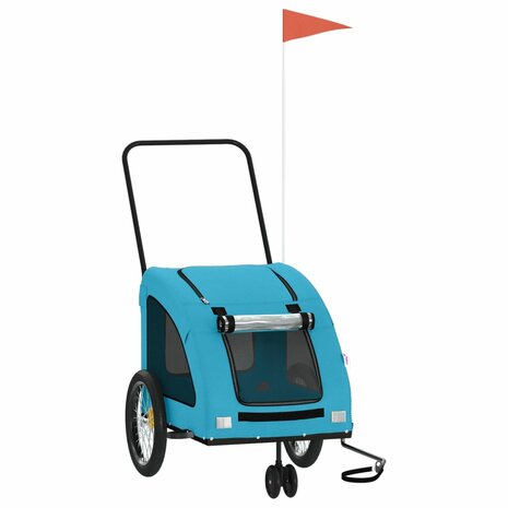Hondenfietstrailer oxford stof en ijzer blauw 2