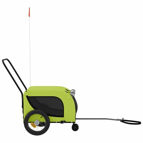 Hondenfietstrailer oxford stof en ijzer groen en zwart 5