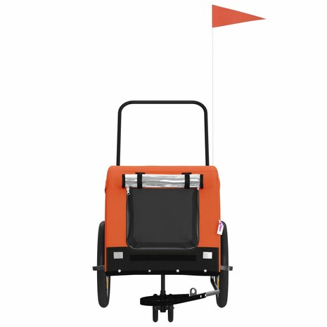 Hondenfietstrailer oxford stof en ijzer oranje en zwart 3