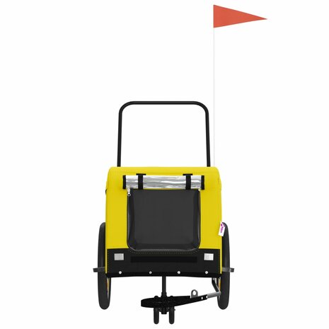 Hondenfietstrailer oxford stof en ijzer geel en zwart 3