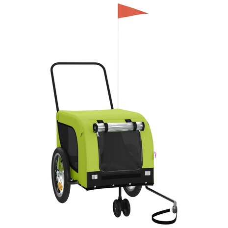 Hondenfietstrailer oxford stof en ijzer groen en zwart 2
