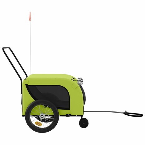 Hondenfietstrailer oxford stof en ijzer groen en zwart 5