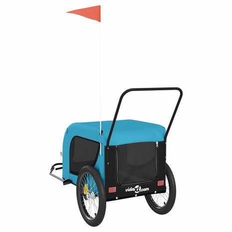 Hondenfietstrailer oxford stof en ijzer blauw en zwart 7