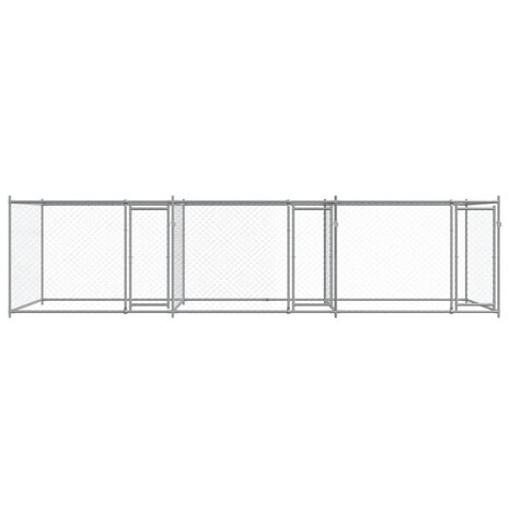 Hondenhok met deuren 6x2x1,5 m gegalvaniseerd staal grijs 4