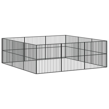 Hondenkennel 12 panelen gepoedercoat staal zwart 6