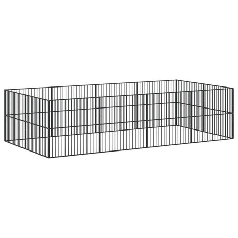 Hondenkennel 12 panelen gepoedercoat staal zwart 7