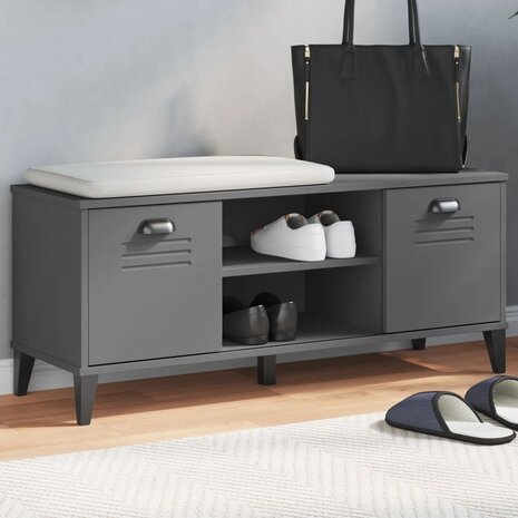 Schoenenbank VIKEN 106x35x45 cm bewerkt hout antracietgrijs 1