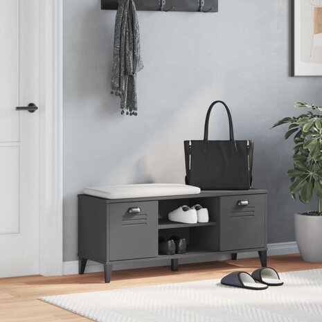 Schoenenbank VIKEN 106x35x45 cm bewerkt hout antracietgrijs 3