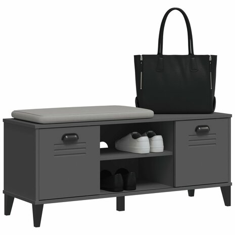 Schoenenbank VIKEN 106x35x45 cm bewerkt hout antracietgrijs 4