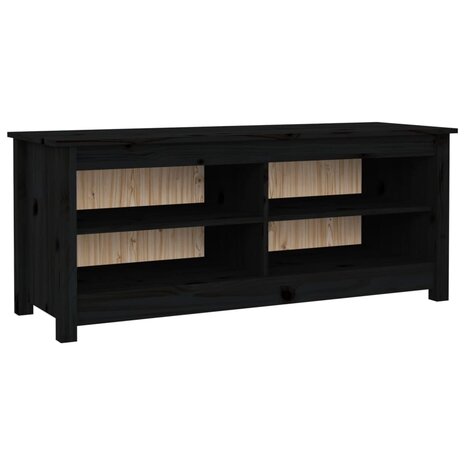 Schoenenbank 110x38x45,5 cm massief grenenhout zwart 2