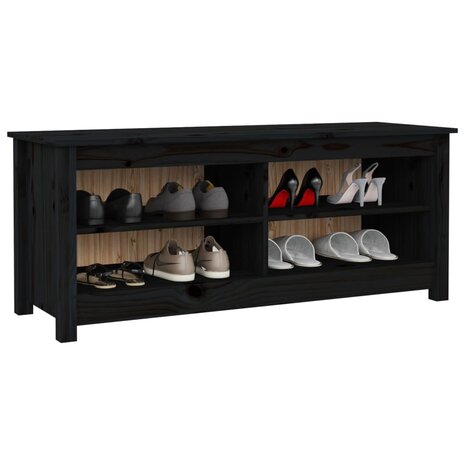 Schoenenbank 110x38x45,5 cm massief grenenhout zwart 6