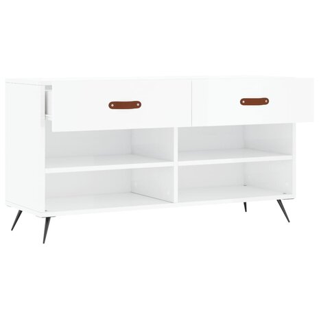 Schoenenbank 102x35x55 cm bewerkt hout hoogglans wit 5