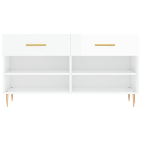 Schoenenbank 102x35x55 cm bewerkt hout hoogglans wit 6