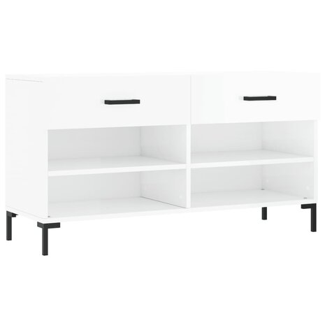 Schoenenbank 102x35x55 cm bewerkt hout hoogglans wit 2