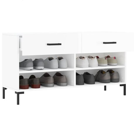 Schoenenbank 102x35x55 cm bewerkt hout hoogglans wit 4