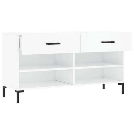 Schoenenbank 102x35x55 cm bewerkt hout hoogglans wit 5