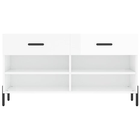 Schoenenbank 102x35x55 cm bewerkt hout hoogglans wit 6