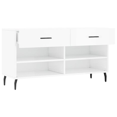 Schoenenbank 102x35x55 cm bewerkt hout hoogglans wit 5