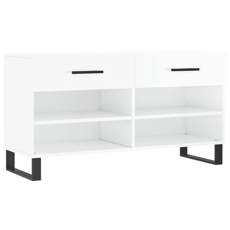 Schoenenbank 102x35x55 cm bewerkt hout hoogglans wit 2